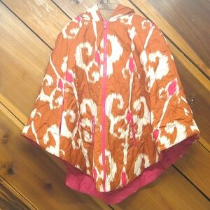 NEW! Curations Reversible Quilted Cape Hooded Jacket - Brown & Pink